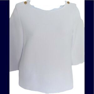 Zara Knit Quarter Sleeve Top -S white , polyester